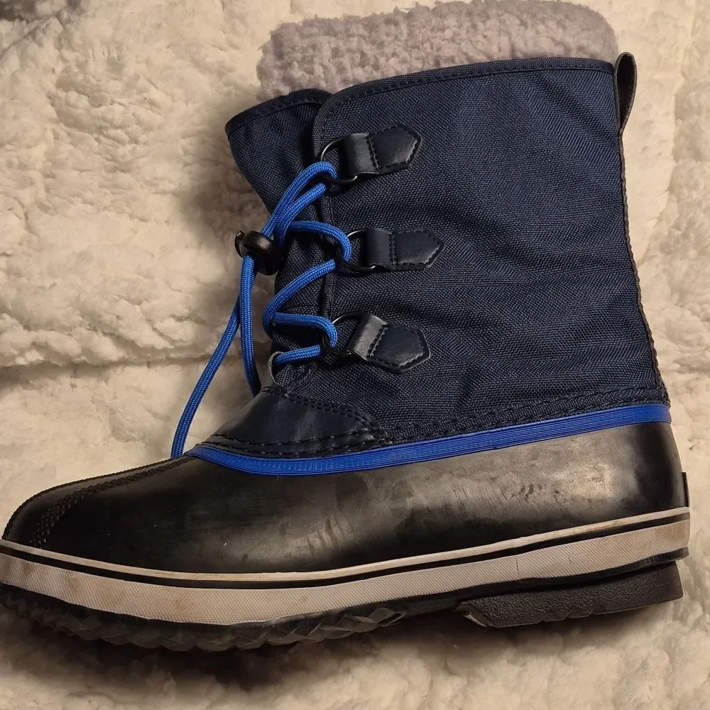 Sorel Yoot Pac Men's Size 6 Blue and Black Nylon Rubber Ducks Boots